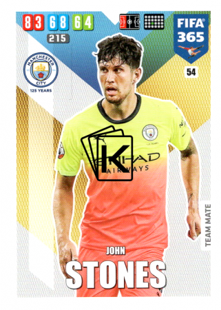 Fotbalová kartička Panini Adrenalyn XL FIFA 365 - 2020 Team Mate 54 John Stones Manchester City