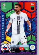 fotbalová karta Topps Match Attax EURO 2024 Purple Sapphire Holograph Graduated Gems SVN 17.  Žan Vipotnik (Slovenia)