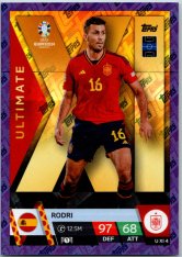 fotbalová karta Topps Match Attax EURO 2024 Purple Sapphire Holograph Ultimate UXI4 Rodri Spain
