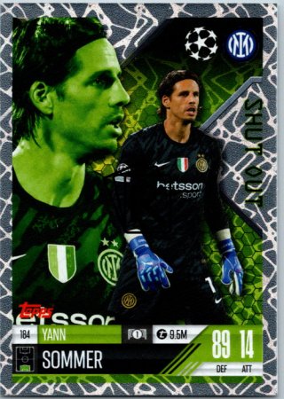 Fotbalová kartička 2024-25 Topps Match Attax EXTRA UEFA Club Competitions Shut Out 184 Yann Sommer (FC Internazionale Milano)