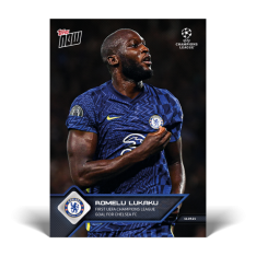 Fotbalová kartička Topps Now 2021-22 UCL 20 Romelu Lukaku Chelsea FC