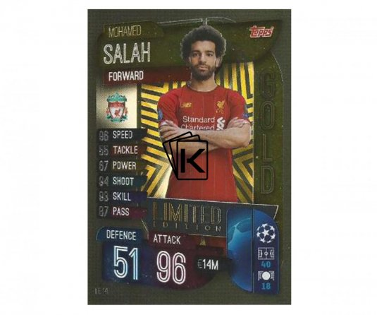Fotbalová kartička 2019-2020 Topps Match Attax Champions League Limited Edition GOLD Mohamed Salah LE 14