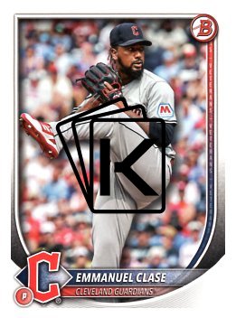 Baseballová karta 2025 Bowman 15 Emmanuel Clase, Cleveland Guardians