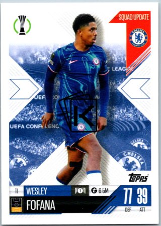 Fotbalová kartička 2024-25 Topps Match Attax EXTRA UEFA Club Competitions Squad Update 11.  Wesley Fofana (Chelsea)