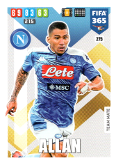 Fotbalová kartička Panini Adrenalyn XL FIFA 365 - 2020 Team Mate 275 Allan SSC Neapol