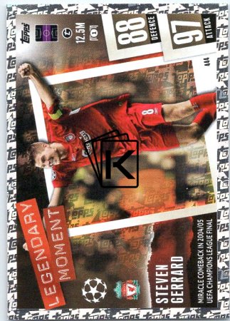 Fotbalová kartička 2023-24 Topps Match Attax UEFA Club Competitions  Legendary Moment 444 Steven Gerrard Liverpool