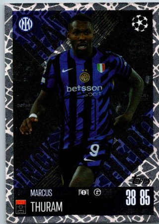 Fotbalová kartička 2024-25 Topps Match Attax EXTRA UEFA Club Competitions Hat Trick Hero 331 Marcus Thuram (FC Internazionale Milano)
