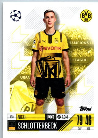 fotbalová kartička 2024-25 Topps Match Attax UEFA Club Competitions  183 Nico Schlotterbeck (Borussia Dortmund)