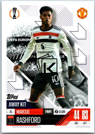 Fotbalová kartička 2024-25 Topps Match Attax EXTRA UEFA Club Competitions Away Kit 76.  Marcus Rashford (Manchester United)