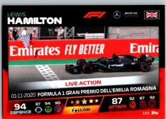2021 Topps Formule 1 Turbo Attax Live Action 153 Lewis Hamilton Mercedes