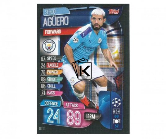 Fotbalová kartička 2019-2020  Topps Match Attax Champions League Manchester City  Sergio Aguero 12