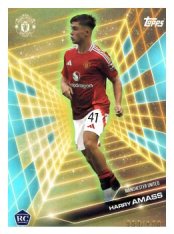 fotbalová kartička 2024-25 Topps Manchester United Fan Set Golden Future GF-1 Harry Amass Aqua /150
