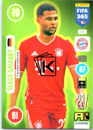 fotbalová karta Panini Adrenalyn XL FIFA 365 2021 Team Mate 206 Serge Gnabry FC Bayern Munchen