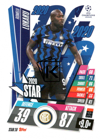 fotbalová kartička 2020-21 Topps Match Attax Champions League STAR10 Romelu Lukaku FC Inter Milan