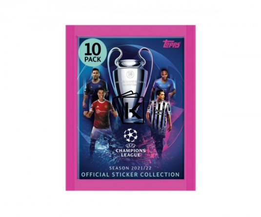 2021-22 Topps UEFA Champions League samolepky Booster box (8 balíčků + 2 Limitky)