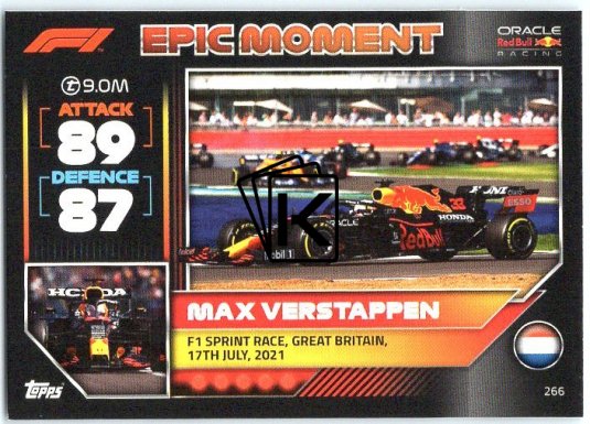 2022 Topps Formule 1Turbo Attax F1  Epic Moments 2021 266 Max Verstappen (Red Bull Racing)