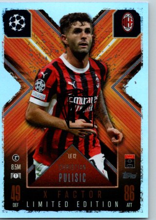 Fotbalová kartička 2024-25 Topps Match Attax EXTRA UEFA Club Competitions Limited Edition LE 12.  Christian Pulisic (AC Milan)