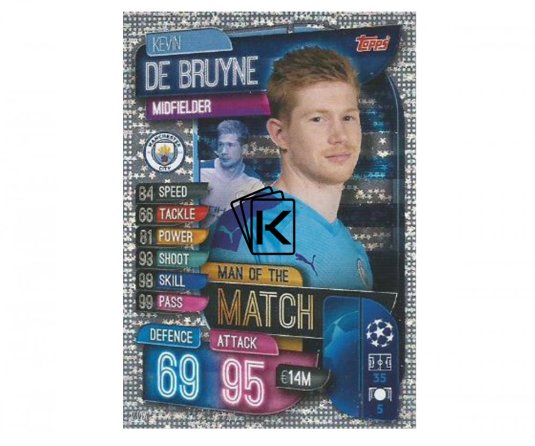 Fotbalová kartička 2019-2020  Topps Champions League Match Attax -  Man of the Match Kevin De Bruyne Manchester City