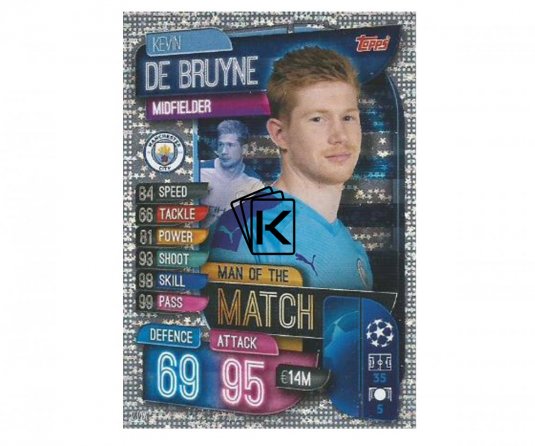 Fotbalová kartička 2019-2020  Topps Champions League Match Attax -  Man of the Match Kevin De Bruyne Manchester City