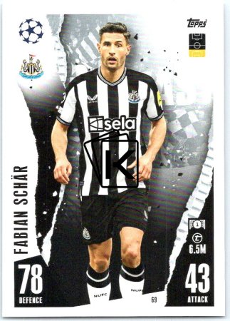 Fotbalová kartička 2023-24 Topps Match Attax UEFA Club Competitions 69	Fabian Schär Newcastle United