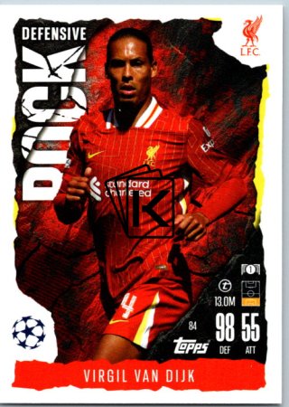 Fotbalová kartička 2024-25 Topps Match Attax EXTRA UEFA Club Competitions Defensive Rock 84 Virgil van Dijk (Liverpool)