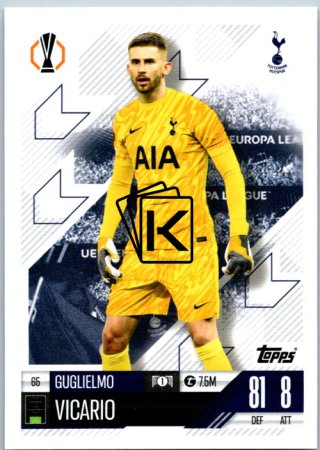 fotbalová kartička 2024-25 Topps Match Attax UEFA Club Competitions  65 Guglielmo Vicario (Tottenham Hotspur)