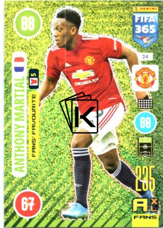fotbalová karta Panini Adrenalyn XL FIFA 365 2021 Fans´ Favourite  24 Anthony Martial Manchester United
