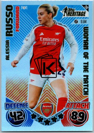 Fotbalová kartička 2024-25 Topps Match Attax EXTRA UEFA Club Competitions Topps Heritage - Man of the Match 288 Alessia Russo (Arsenal)