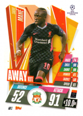 fotbalová kartička 2020-21 Topps Match Attax Champions League Extra Away Kit AK1 Sadio Mané Liverpool
