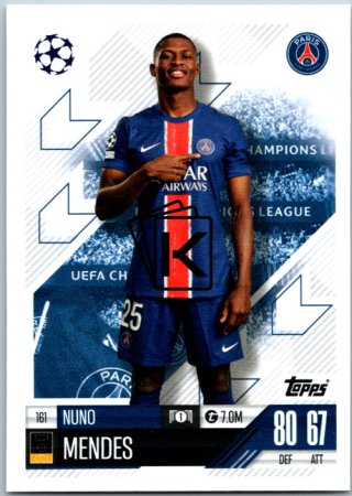 fotbalová kartička 2024-25 Topps Match Attax UEFA Club Competitions  161 Nuno Mendes (Paris Saint-Germain)