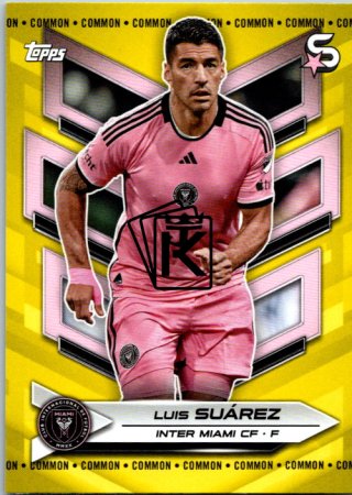 2024 Topps Superstars MLS 9 Luis Suarez Inter Miami Yellow Parallel Action