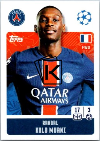 2024-25 Topps Champions League 293 Randal Kolo Muani (Paris Saint-Germain)
