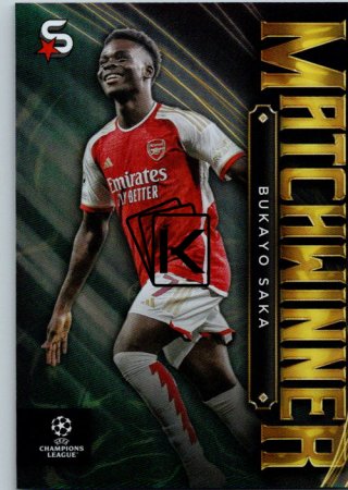 Fotbalová kartička 2023-24 Topps Superstars UEFA Club Competitions Matchwinner MW-13 Bukayo Saka (Arsenal FC)