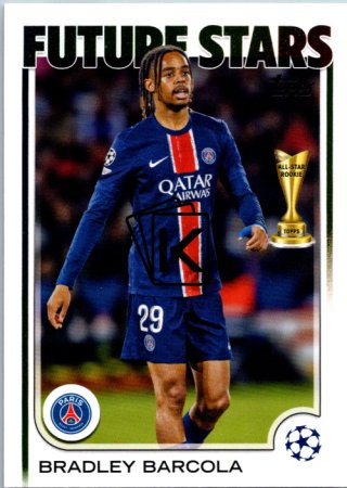 fotbalová kartička 2024-25 Topps UEFA Club Competitions Flagship 116 Bradley Barcola – Future Stars PSG