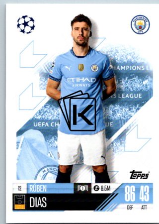 fotbalová kartička 2024-25 Topps Match Attax UEFA Club Competitions 12 Ruben Dias (Manchester City)