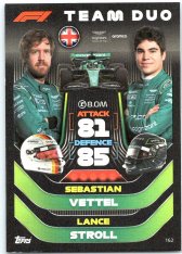 2022 Topps Formule 1Turbo Attax F1 Team Duo162 Sebastian Vettel / Lance Stroll (Aston Martin)