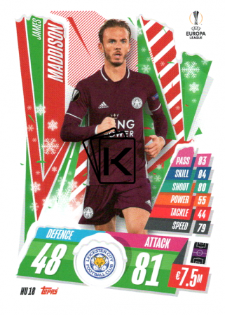 fotbalová kartička 2020-21 Topps Match Attax Champions League HU18 James Maddison Leicester City