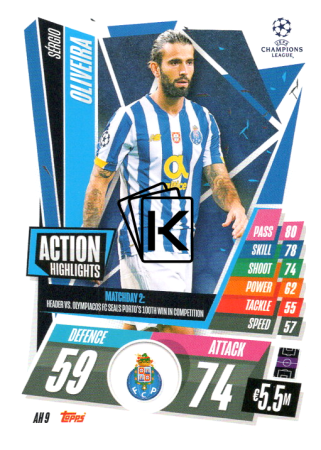fotbalová kartička 2020-21 Topps Match Attax Champions League Extra Action Highlights AH9 Sérgio Oliveira FC Porto