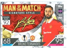 Fotbalová kartička 2022-23 Topps Match Attax UCL Man of The Match Siganture Style 429 Bruno Fernandes - Manchester United