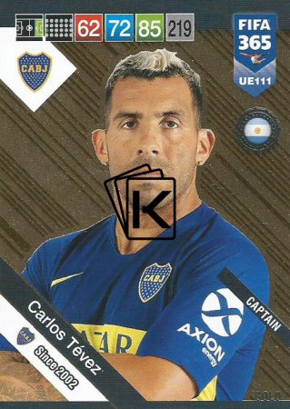 Fotbalová kartička Panini FIFA 365 – 2019 UPDATE Gold Captain 111 Carlos Tevez Boca Juniors