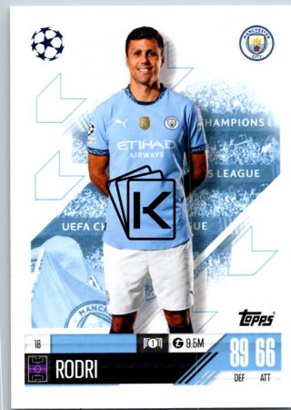 fotbalová kartička 2024-25 Topps Match Attax UEFA Club Competitions 18 Rodri (Manchester City)