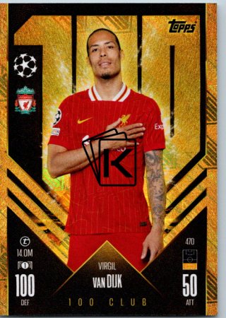 fotbalová kartička 2024-25 Topps Match Attax UEFA Club Competitions 100 club 470 Virgil van Dijk (Liverpool)