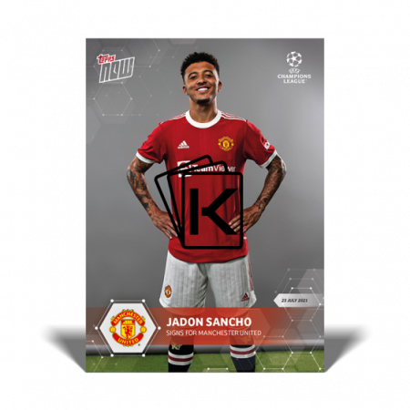 Fotbalová kartička Topps Now 2021-22 UCL 3 Jadon Sancho Manchester United