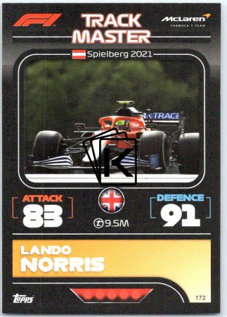 2022 Topps Formule 1Turbo Attax Track Master 172 Lando Norris (McLaren)