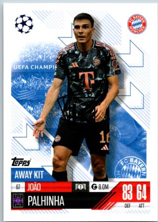 Fotbalová kartička 2024-25 Topps Match Attax EXTRA UEFA Club Competitions Away Kit 67.  João Palhinha (FC Bayern München)