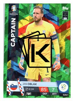 fotbalová karta Topps Match Attax EURO 2024 Green parallel SVN1 Jan Oblak (Slovenia)
