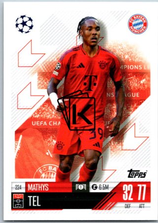 fotbalová kartička 2024-25 Topps Match Attax UEFA Club Competitions 224 Mathys Tel (FC Bayern München)