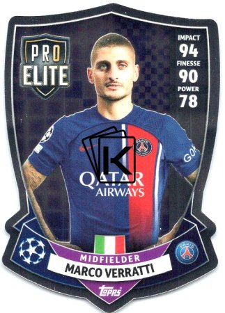 Fotbalová kartička 2023-24 Topps Match Attax UEFA Club Competitions Pro Elite Chrome Shield SH 3 Marco Verratti - Paris Saint-Germain