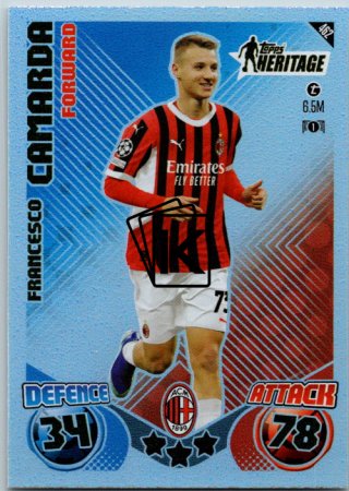 fotbalová kartička 2024-25 Topps Match Attax UEFA Club Competitions Topps Heritage 462 Francesco Camarda (AC Milan)