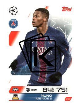 fotbalová kartička 2025-26 Topps Match Attax UCC 230 Nuno Mendes (Paris Saint-Germain)